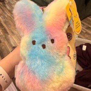 Pastel Rainbow Plush Bunny PEEP Soft Toy and blanket